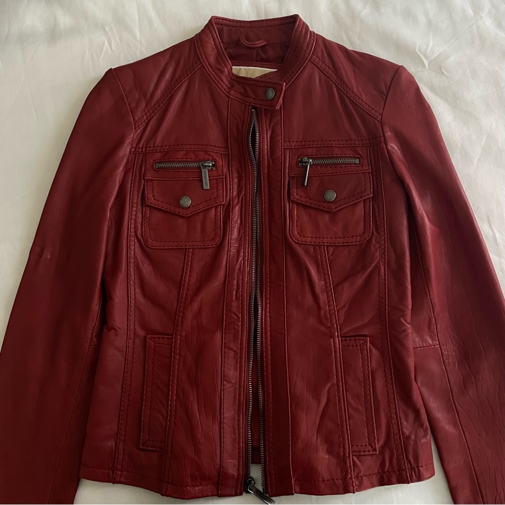 Michael Kors Red Leather Jacket (XS)